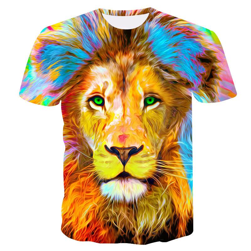 TSBABY Zomer Herenmode Casual T-Shirt Pullover T-Shirt Persoonlijkheid 3D Tiger Print T-shirt met korte mouw