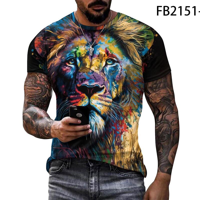 Personalized Printed Mode Dier Wolf Eagle Hond Lion T Shirt Mannen Grafische Korte Mouw Streetwear Tops Cool 3D Print Tee Zomer O Hals Kleding