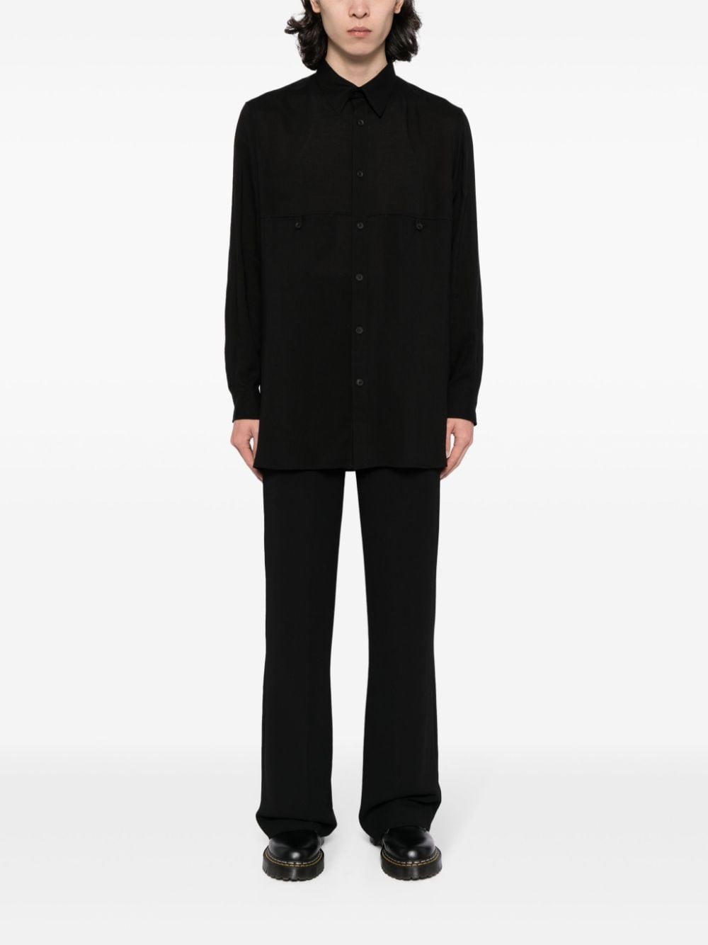 Yohji Yamamoto jetted-pocket buttoned shirt - Zwart