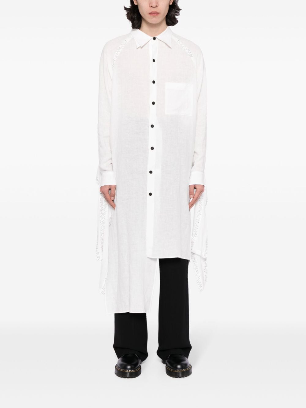 Yohji Yamamoto asymmetric flax shirt - Wit