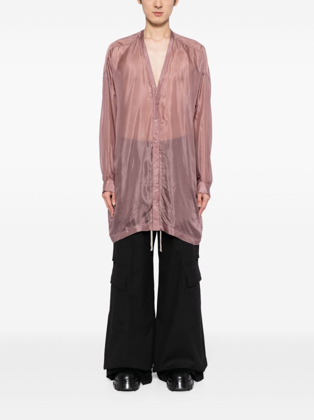 Rick Owens Larry sheer silk shirt - Roze