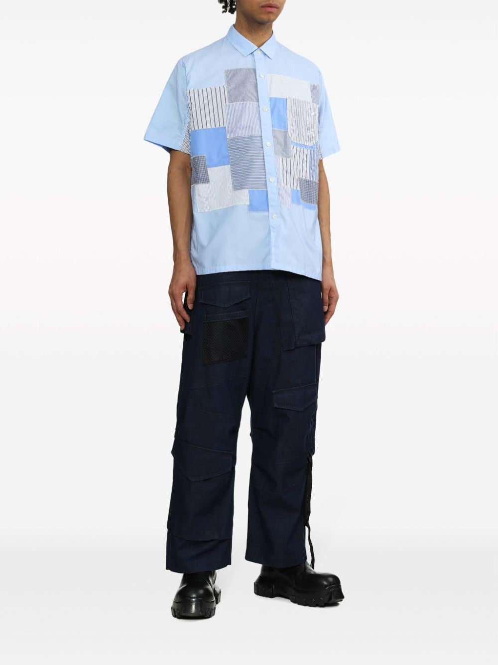 Junya Watanabe MAN Overhemd met patchwork - Blauw