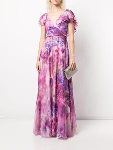 Marchesa Notte Jurk met kapmouwen - Roze