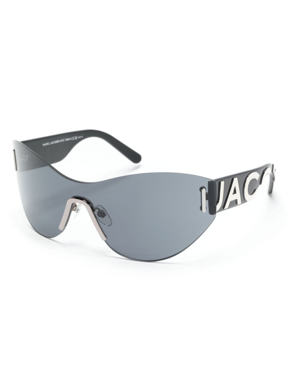 Marc Jacobs Eyewear Zonnebril met shield montuur en logo-reliëf - Zwart