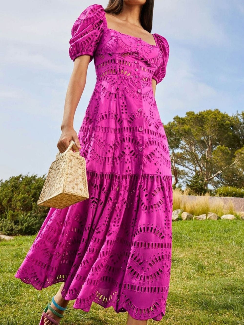 Charo Ruiz Ibiza Spiana maxi-jurk met borduurwerk - Roze