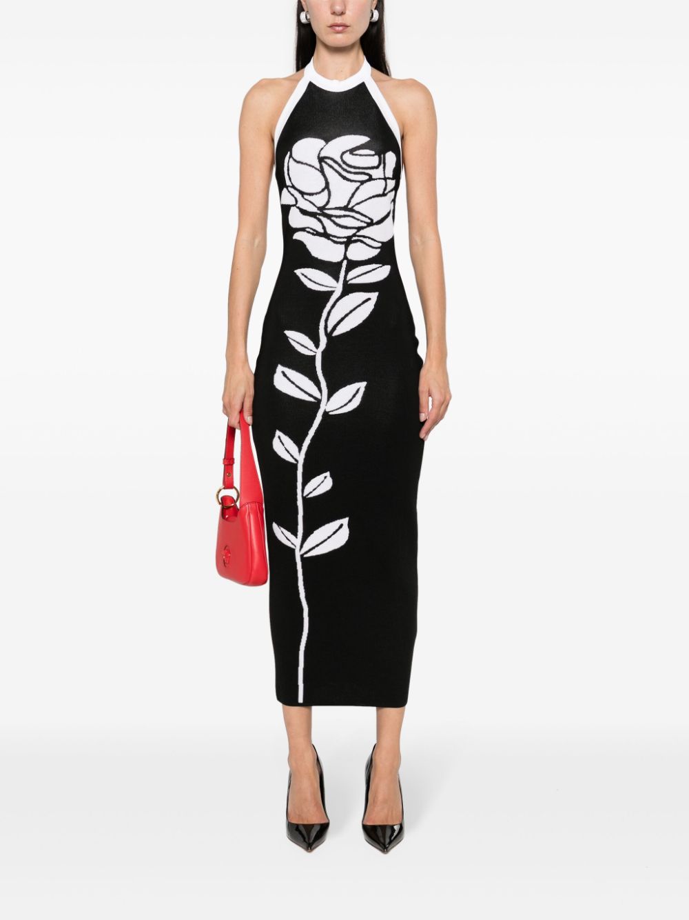 Balmain Maxi-jurk met bloemjacquard - Zwart