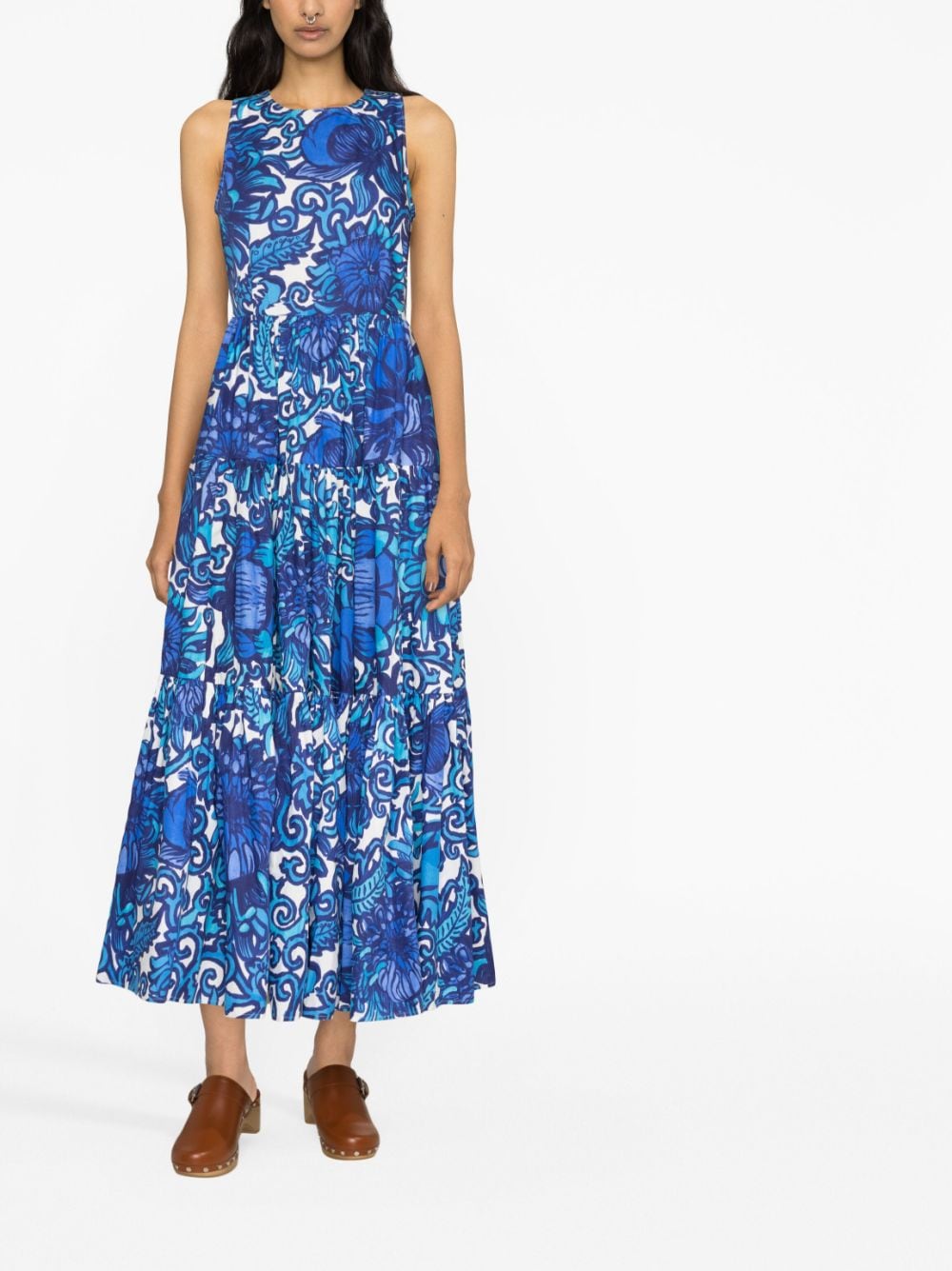 La DoubleJ Maxi-jurk met bloemenprint - Blauw