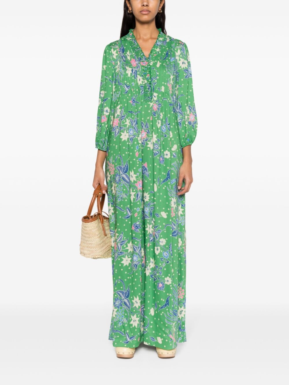 DVF Diane von Furstenberg Maxi-jurk met bloemenprint - Groen