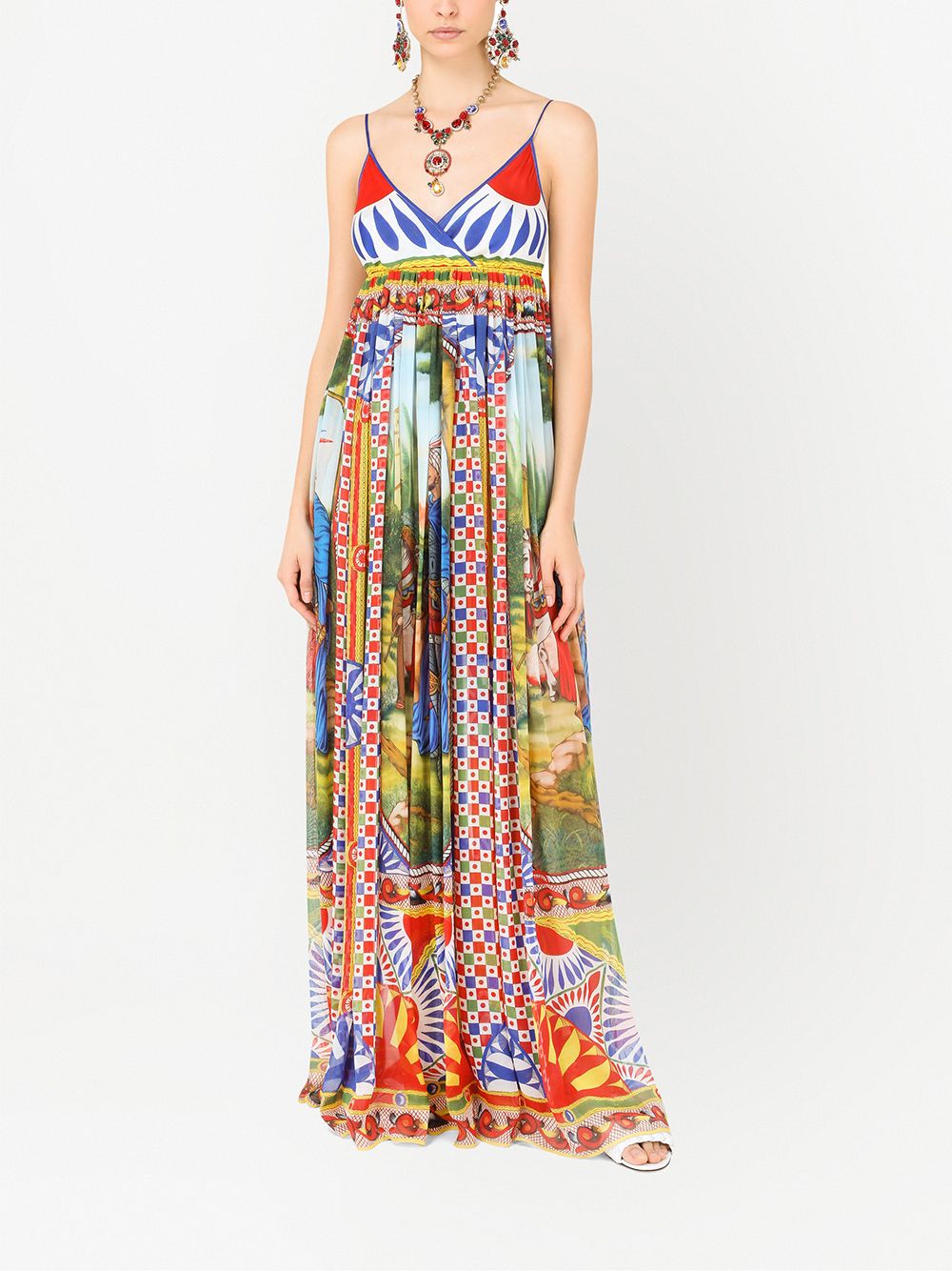 Dolce & Gabbana Chiffon maxi-jurk met print - Rood