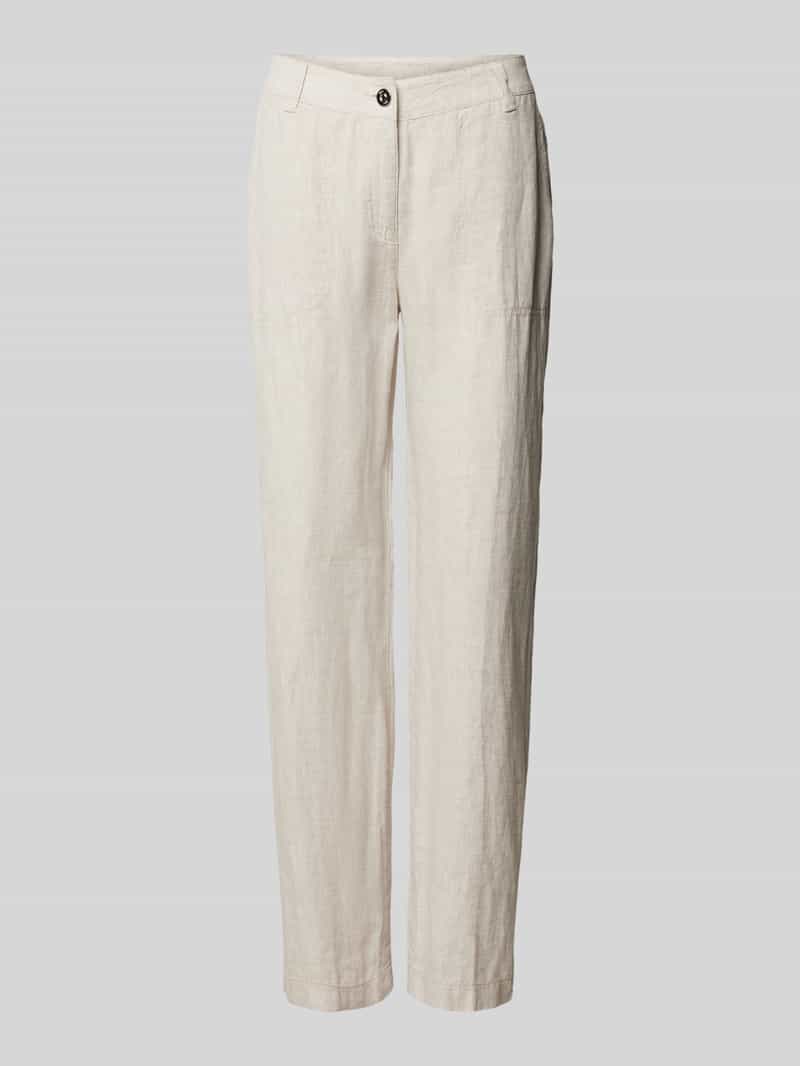 MAC Regular fit linnen broek met riemlussen, model 'NORA'