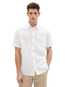 TOM TAILOR Kurzarmhemd Kurzarm Hemd mit Leinen Regular Freizeit Kent Kragen Design Shirt 7362 in Weiß