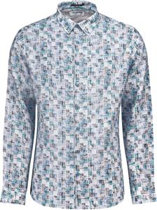 No Excess Overhemd lange mouw linnen met print aqua