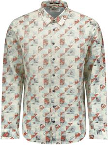 NO EXCESS Langarmhemd - Freizeithemd - Leinenhemd - Shirt Allover Printed With Linen