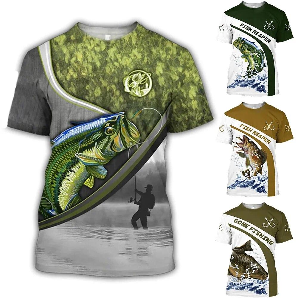 Wengy 2 Fishing Graphic 3D Printed Men's T-Shirt For Men Summer Tops Short Sleeve Crewnack Fashion Casual Oversized Tee Shirt Camisetas