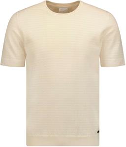 No Excess T-shirt korte mouw ronde hals gebreid cream