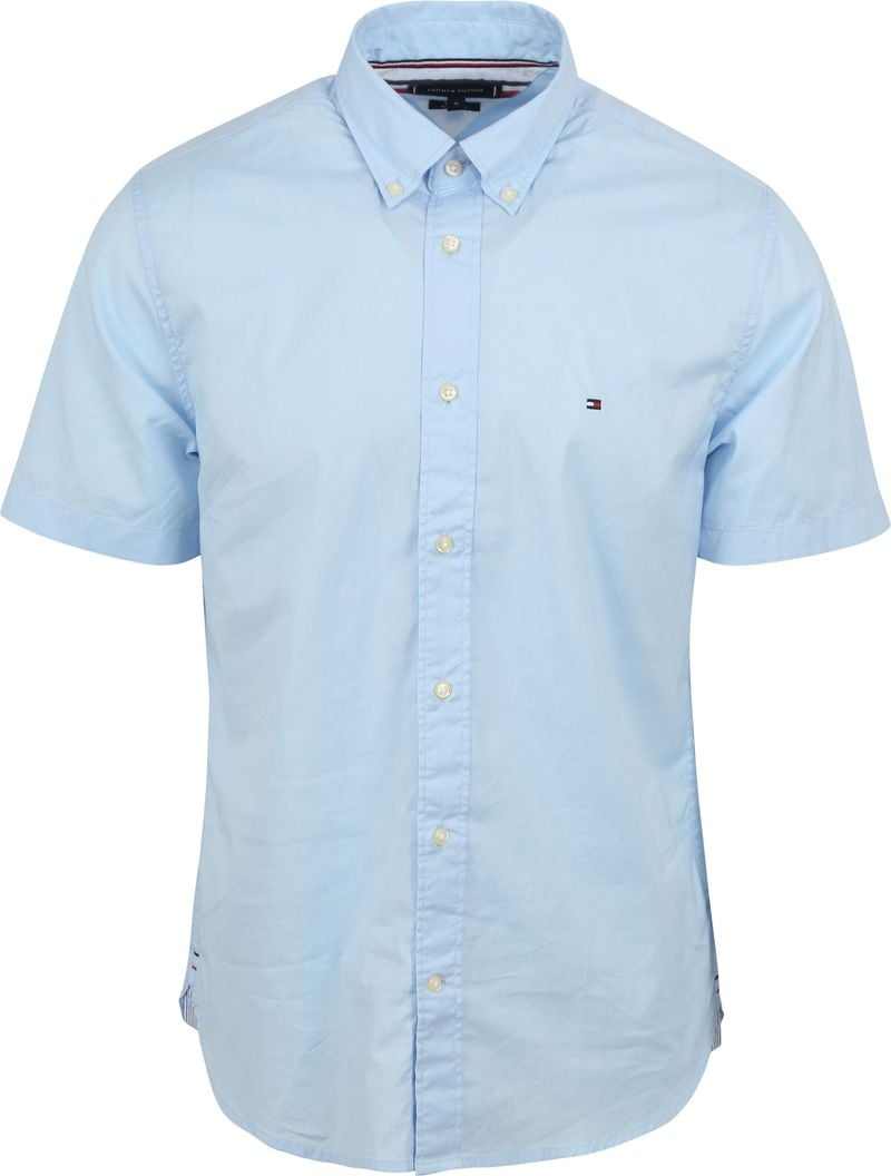 Tommy Hilfiger Short Sleeve Overhemd Flex Lichtblauw