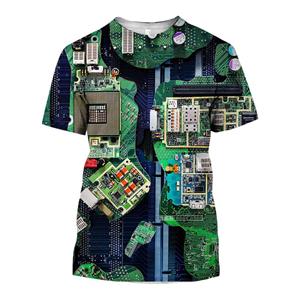 ETST 03 Zomer Korte Mouw Tops Mode Elektronische Chip 3D Print T-shirt Cool Printplaat Patroon T-shirt Voor Mannen Hiphop Trend Tees