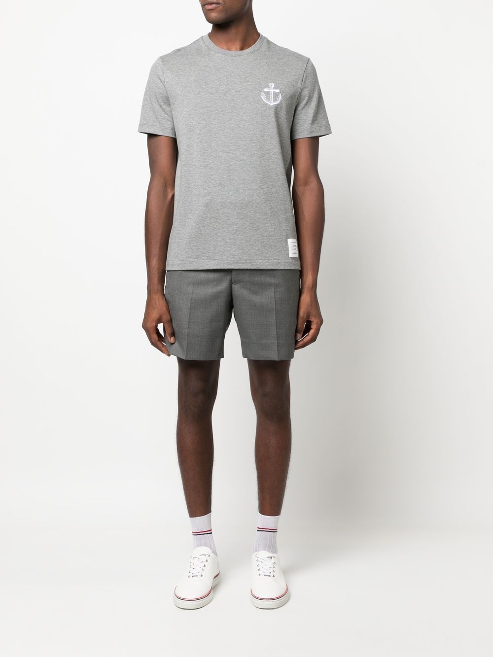 Thom Browne Anchor-embroidered cotton T-shirt - Grijs