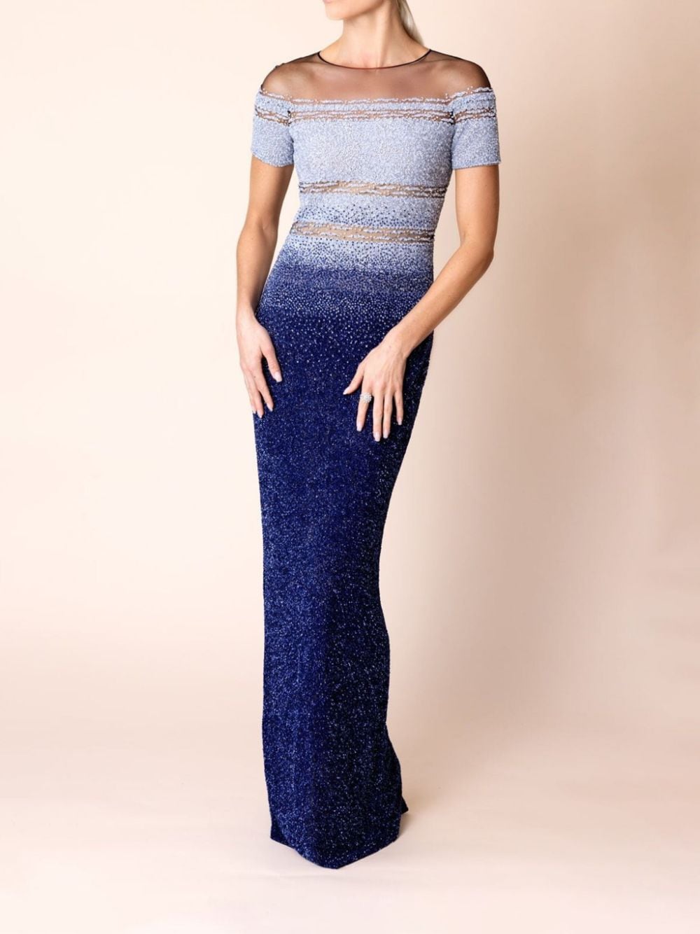 Pamella Roland ombré-effect sequinned gown - Blauw