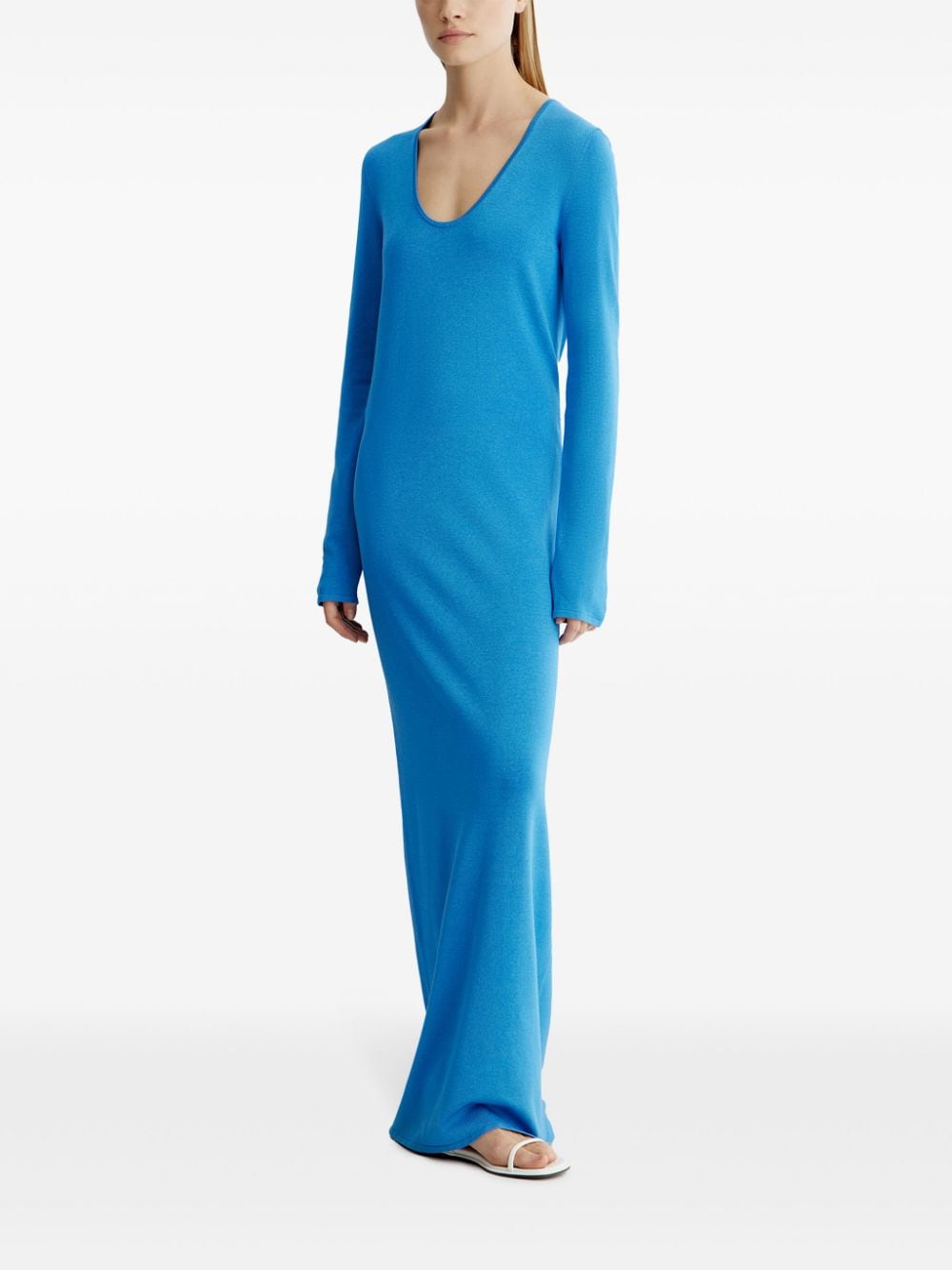 12 STOREEZ long-sleeve fine-knit maxi dress - Blauw