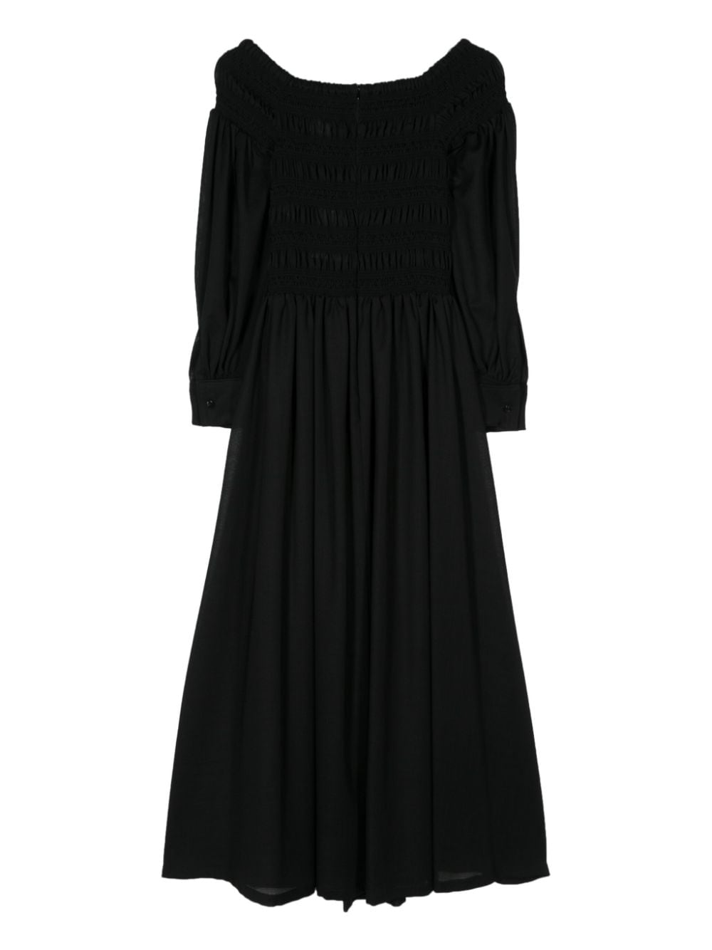 Max Mara Maxi-jurk met gesmockt vlak - Zwart