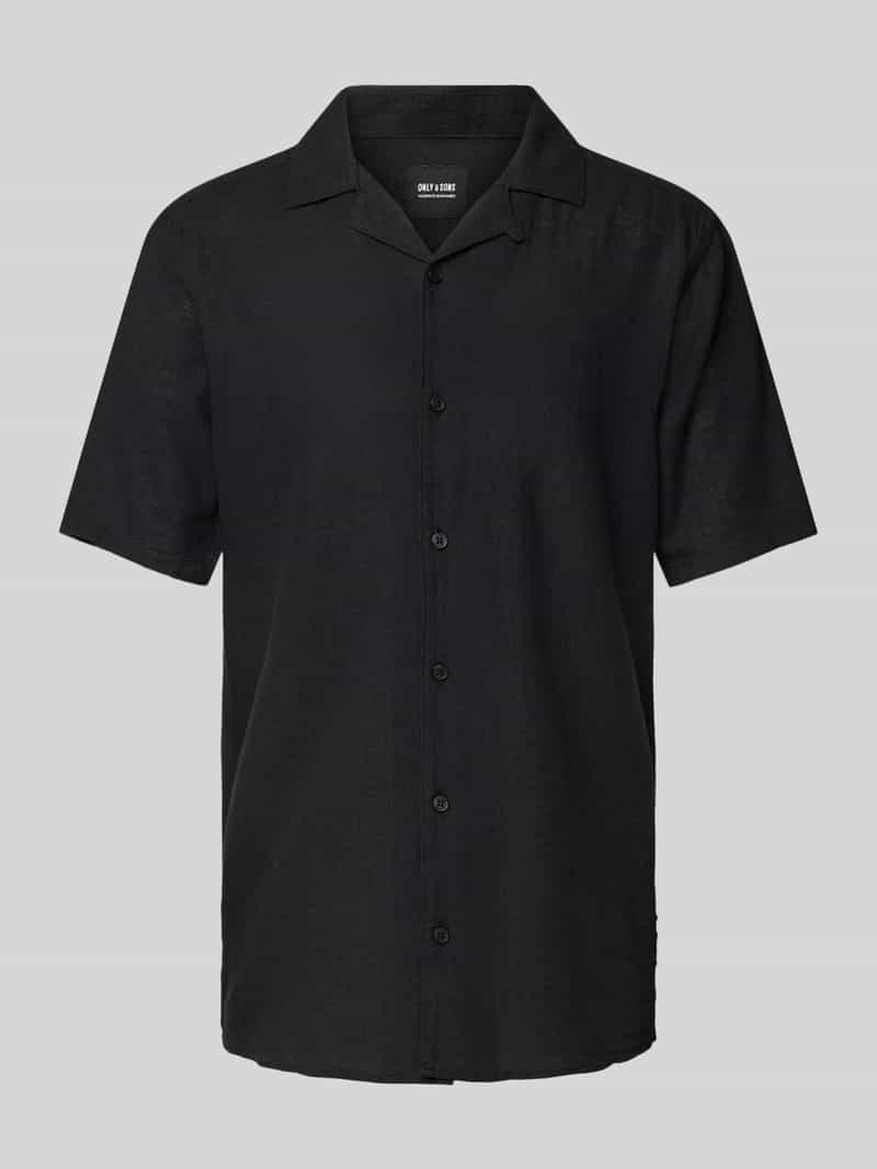 Only & Sons Slim fit linnen overhemd met 1/2-mouwen, model 'CAIDEN'