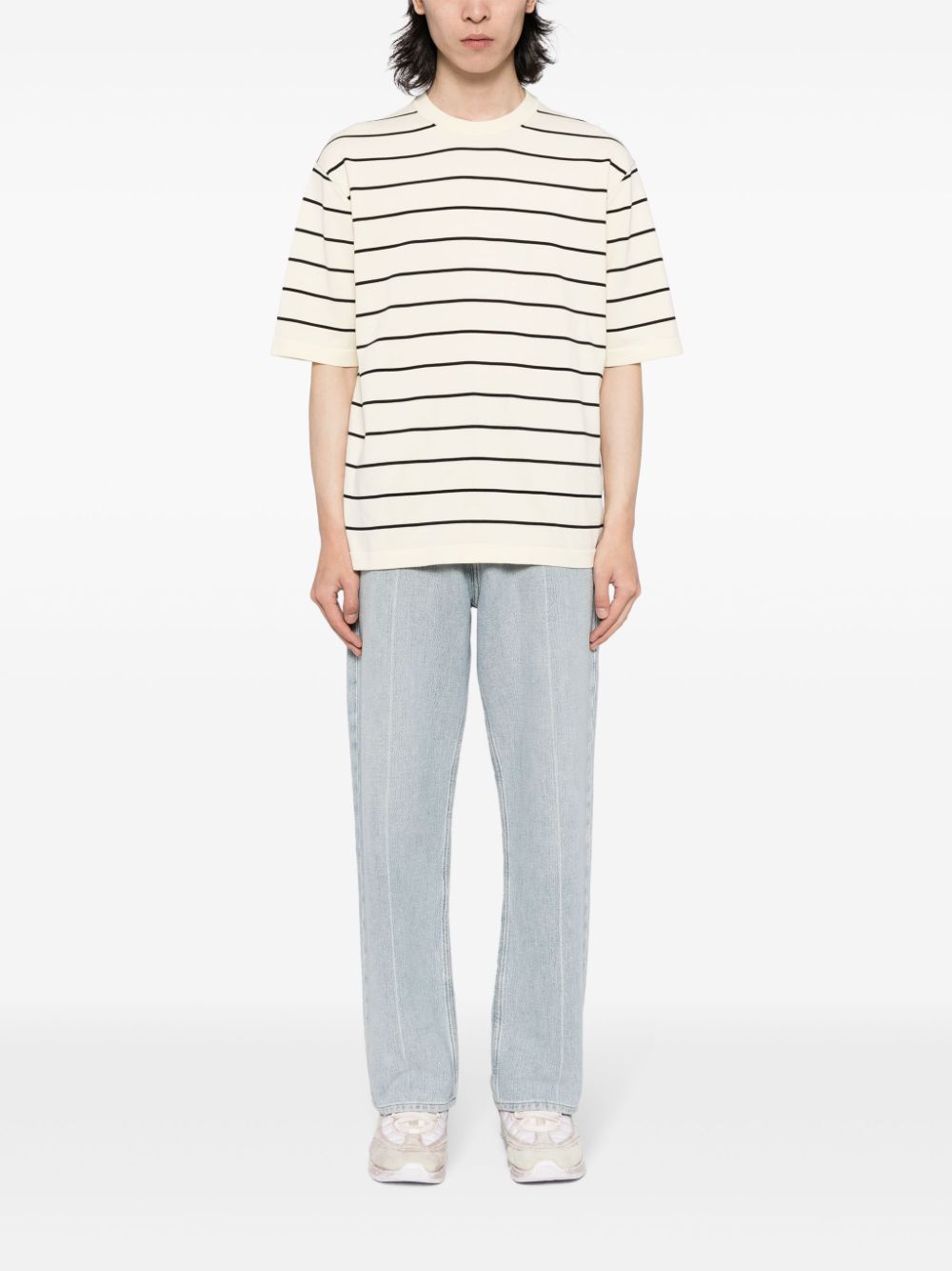 CROQUIS stripe-pattern cotton-blend T-shirt - Wit