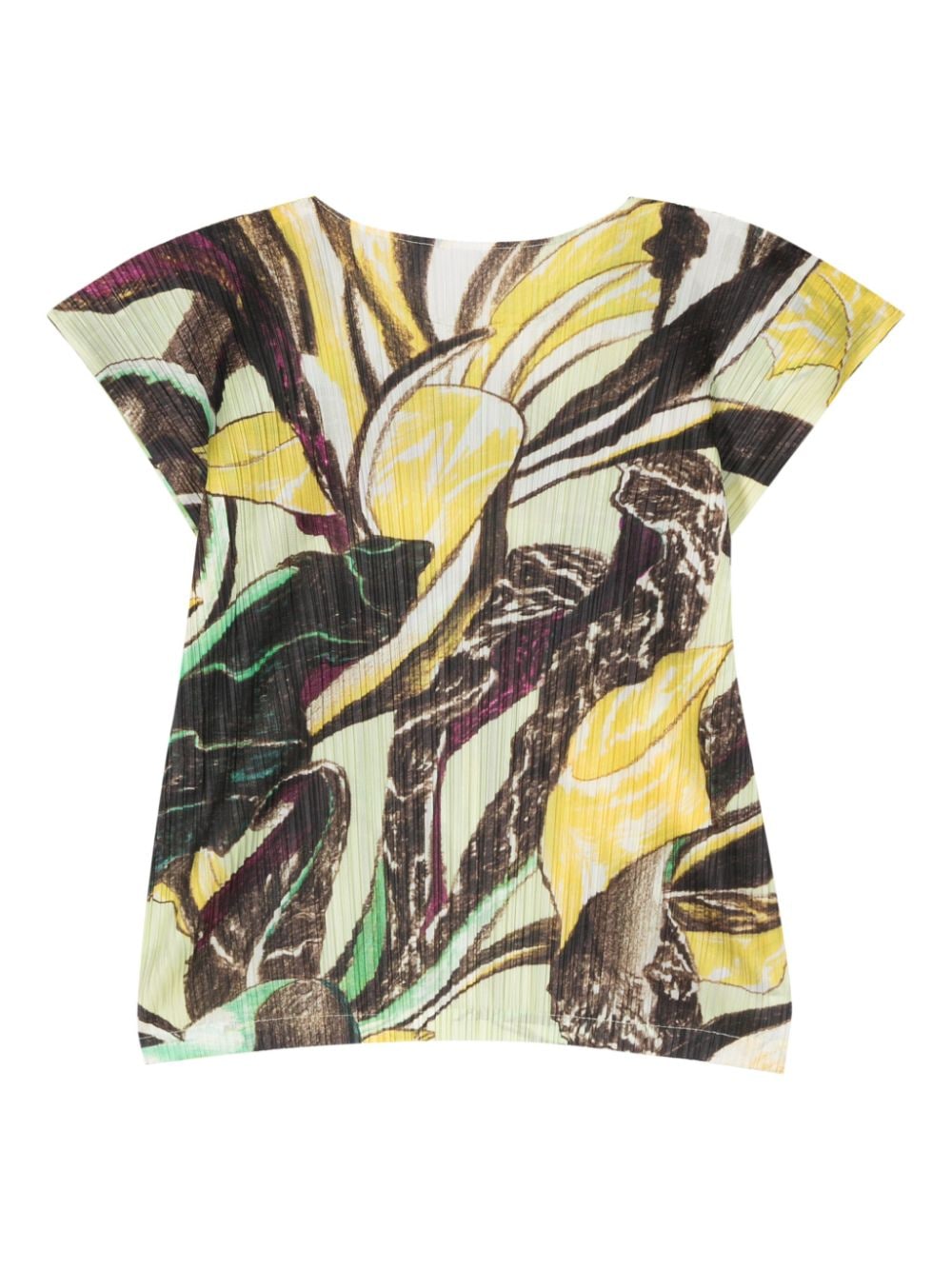 Pleats Please Issey Miyake abstract-pattern plissé effect blouse - Groen