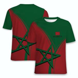 Xin nan zhuang Morocco National Emblem Flag Print Summer Men's O-Neck T-shirt Casual Short Sleeve Oversized T Shirts Fashion Trend Men Clothing