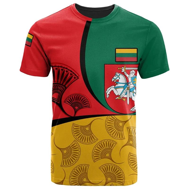 Xin nan zhuang Litouwen Nationale Embleem Vlag Grafische 3d Print Jongens Kids T-shirts 2024 Mode Trend Mannen Gym Tops Zomer korte Mouw T-shirt