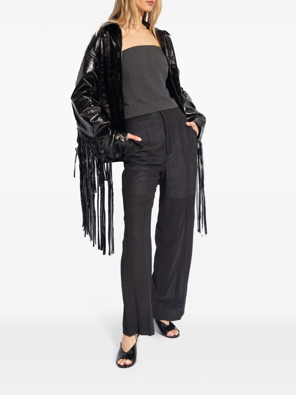 Victoria Beckham panelled straight-leg trousers - Zwart
