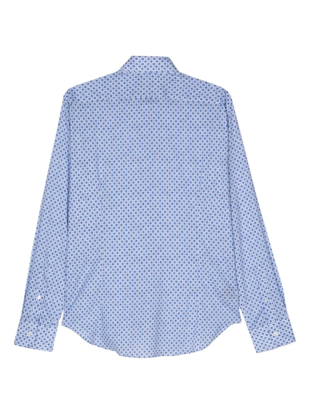 Fedeli mix-print poplin shirt - Blauw