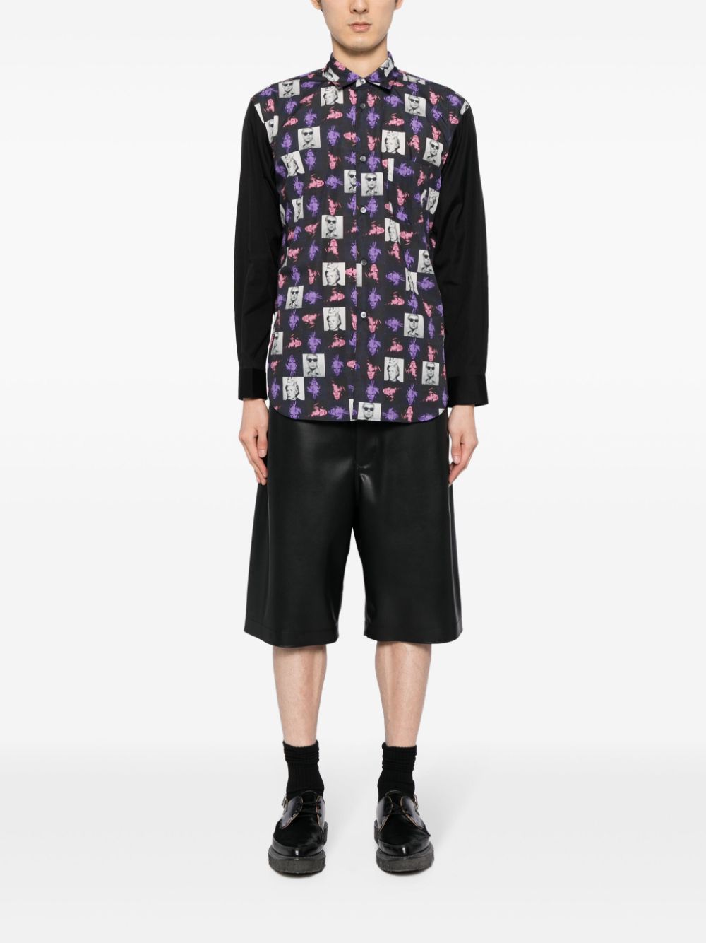 Comme Des Garçons Shirt x Andy Warhol Self Portrait cotton shirt - Zwart