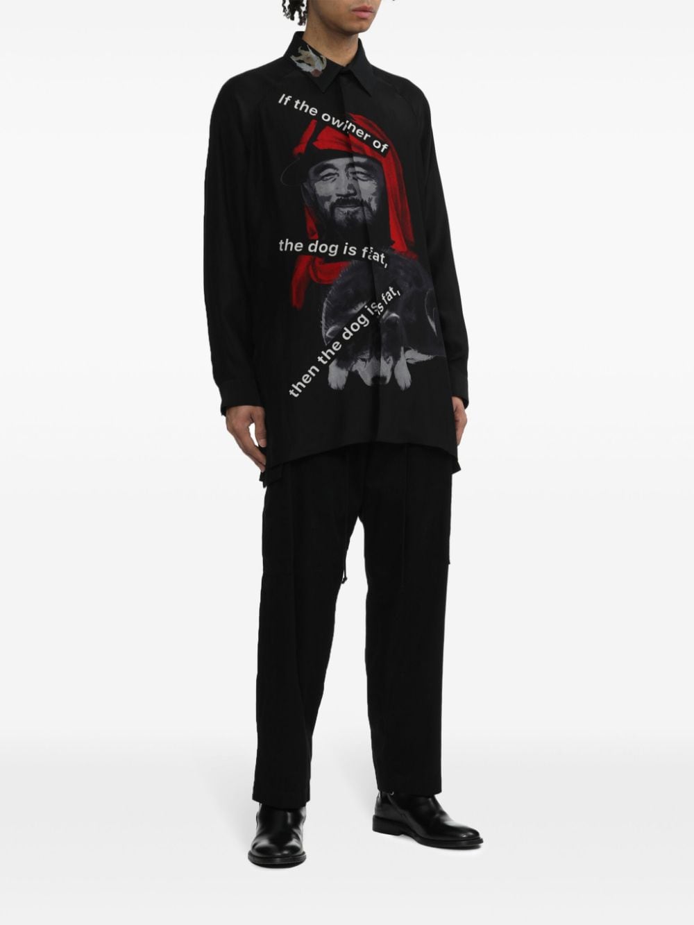 Yohji Yamamoto graphic-print silk shirt - Zwart