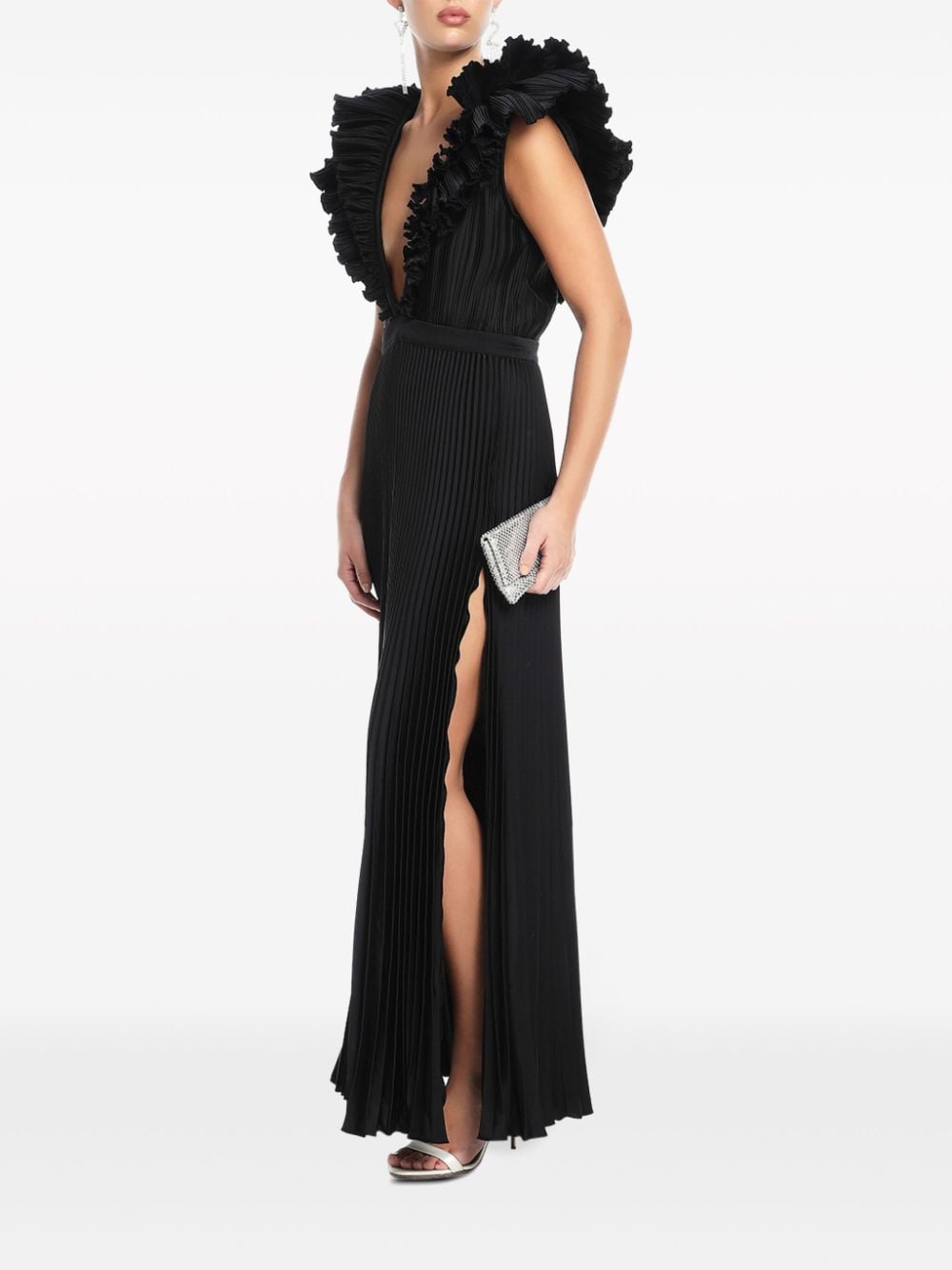 L'IDÉE Tuileries pleated gown - Zwart