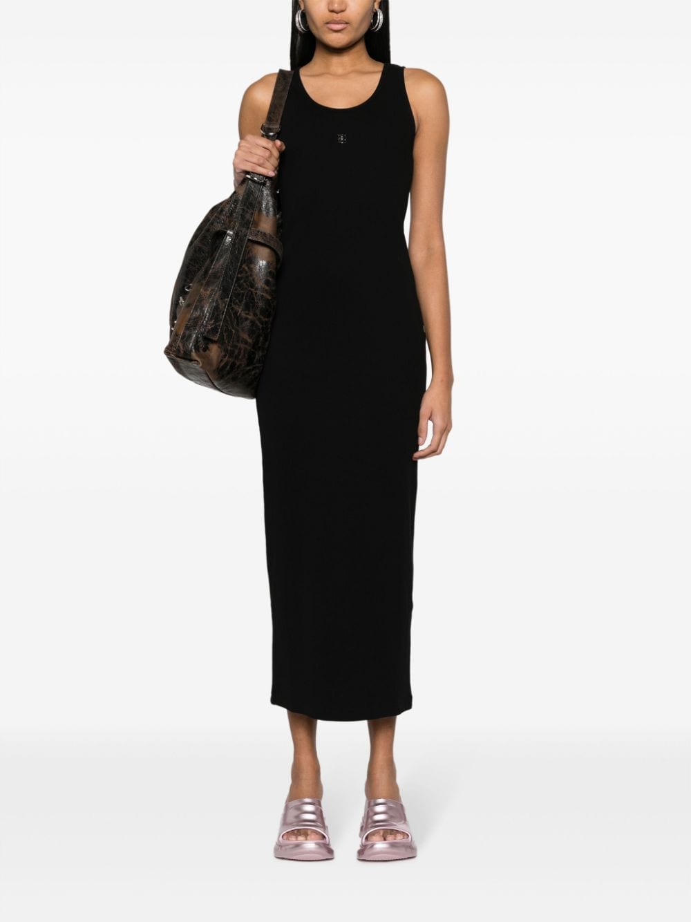 Givenchy Ribgebreide maxi-jurk met plakkaat - Zwart
