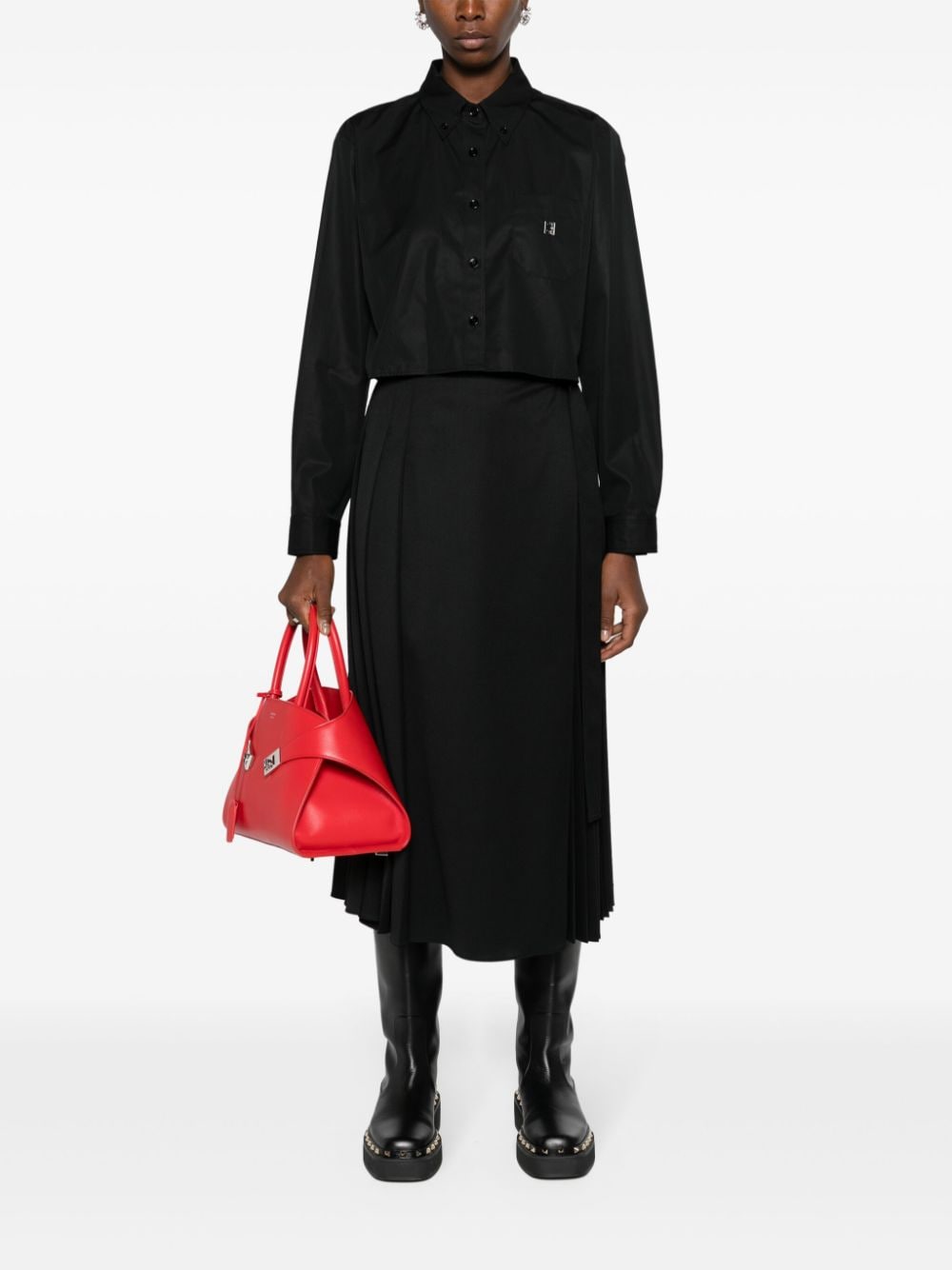 Givenchy Cropped blouse met 4G-plakkaat - Zwart