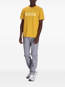 BOSS Katoenen T-shirt met logoprint - Geel