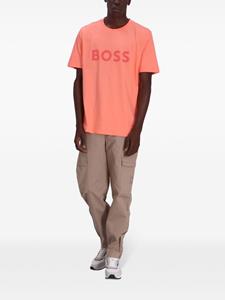 BOSS T-shirt met logoprint - Oranje