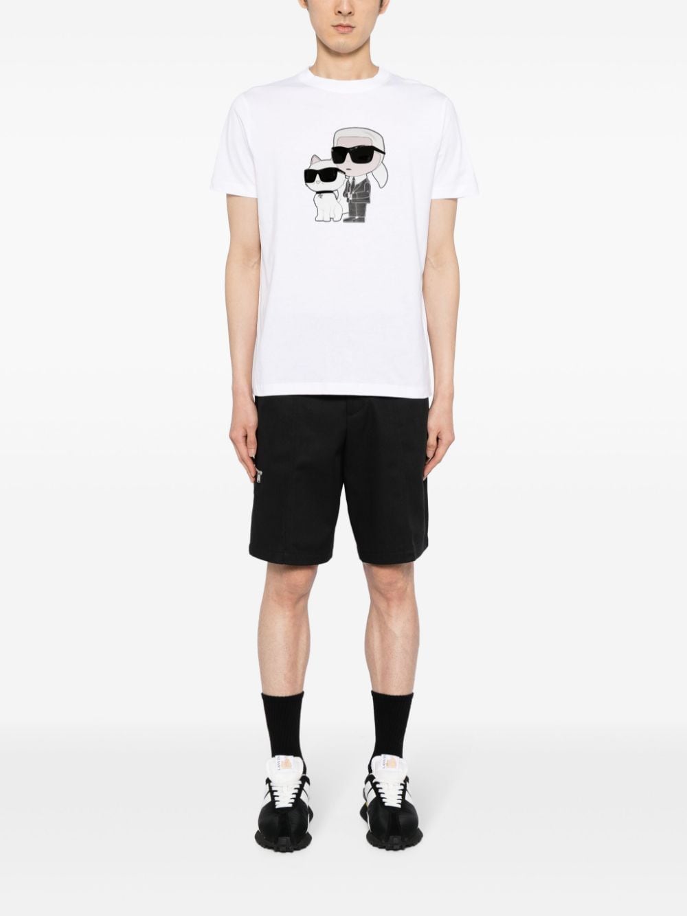 Karl Lagerfeld Ikonik Karl & Choupette cotton T-shirt - Wit