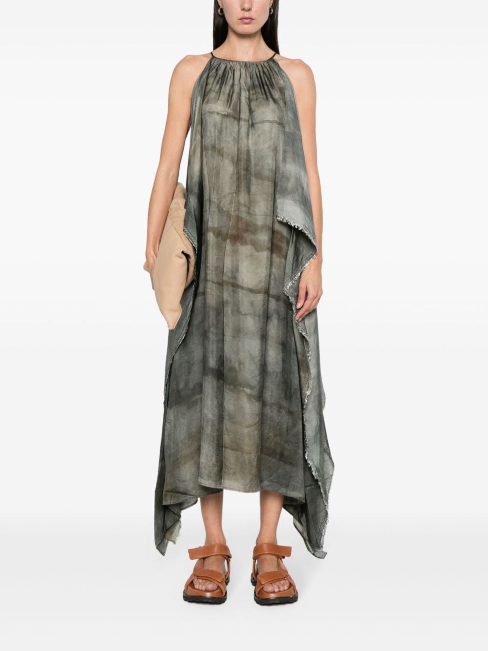 Uma Wang Ade maxi-jurk met abstracte print - Groen