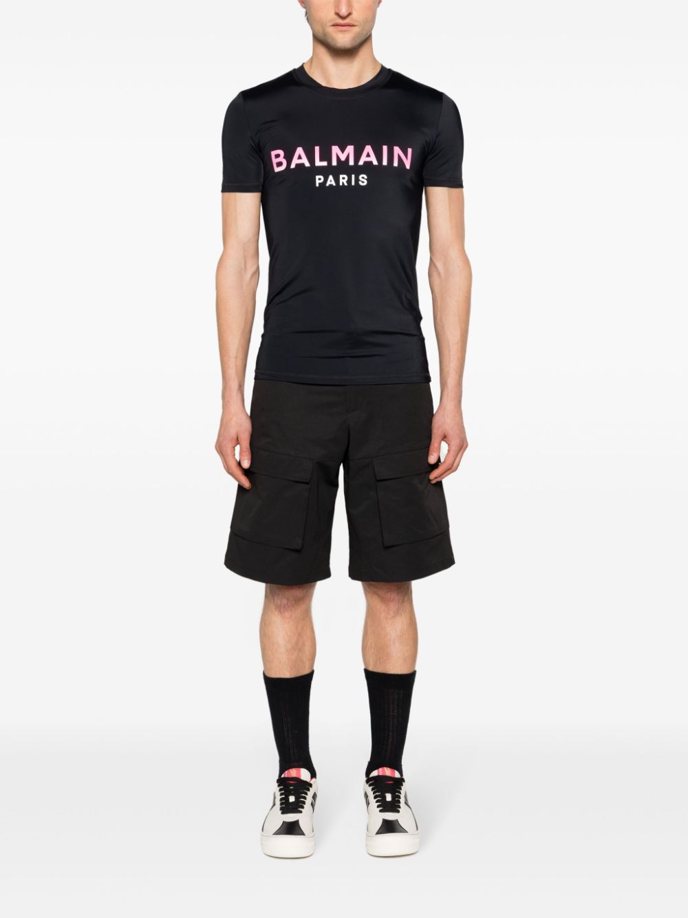 Balmain logo-print jersey T-shirt - Zwart