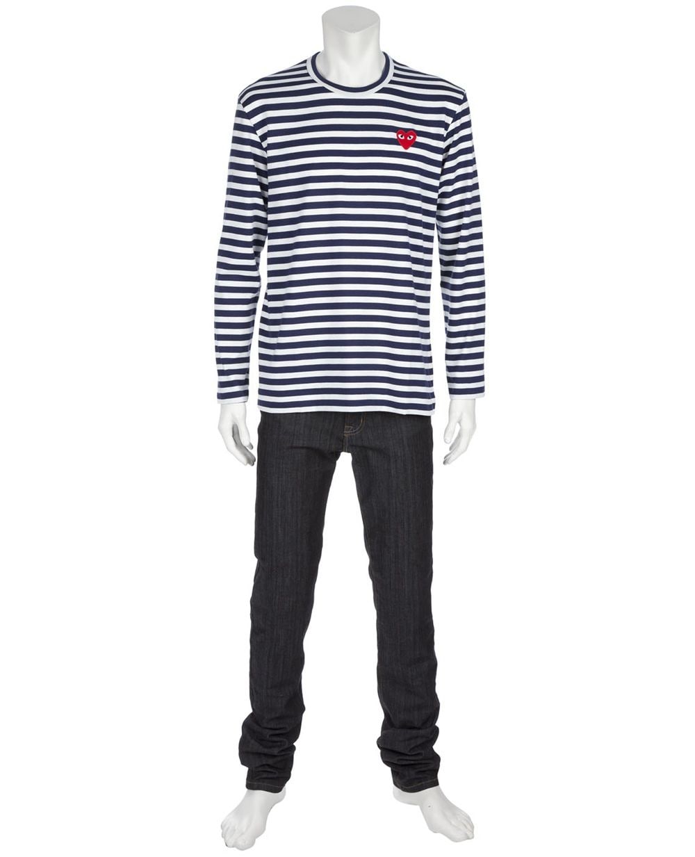 Comme Des Garçons Play striped long-sleeved t-shirt - Blauw