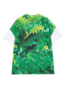 Comme des Garçons Homme Plus Leaves-print crew-neck T-shirt - Groen
