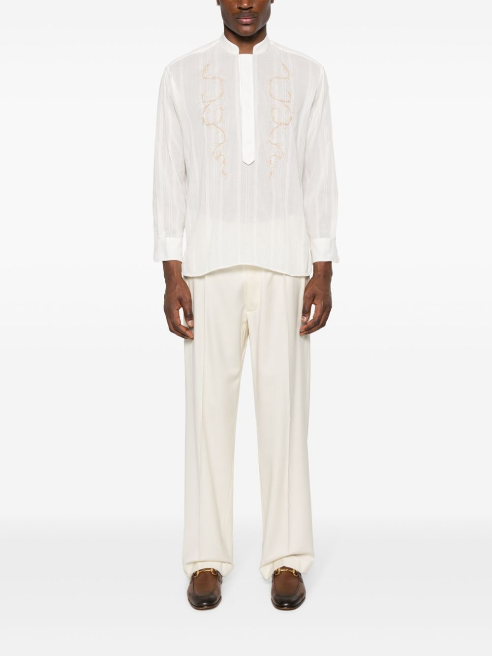 Lardini chain-link detail cotton shirt - Beige