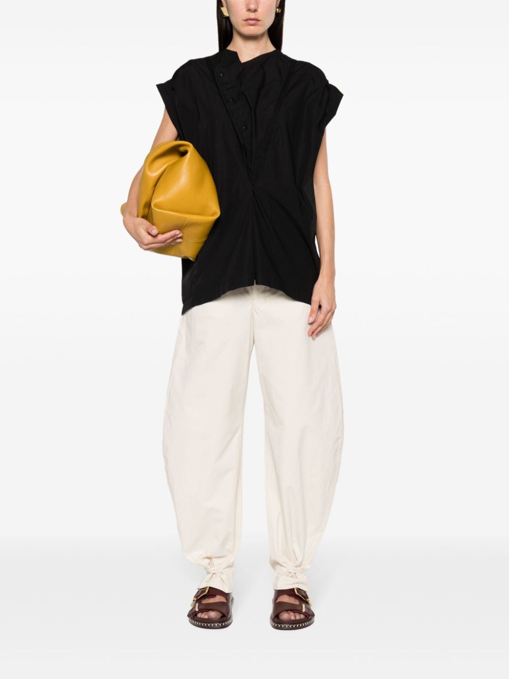 LEMAIRE panelled sleeveless blouse - Zwart