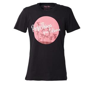 Keep Out Heren T-shirt met tropisch patroon, bedrukt en geschreven, zwart