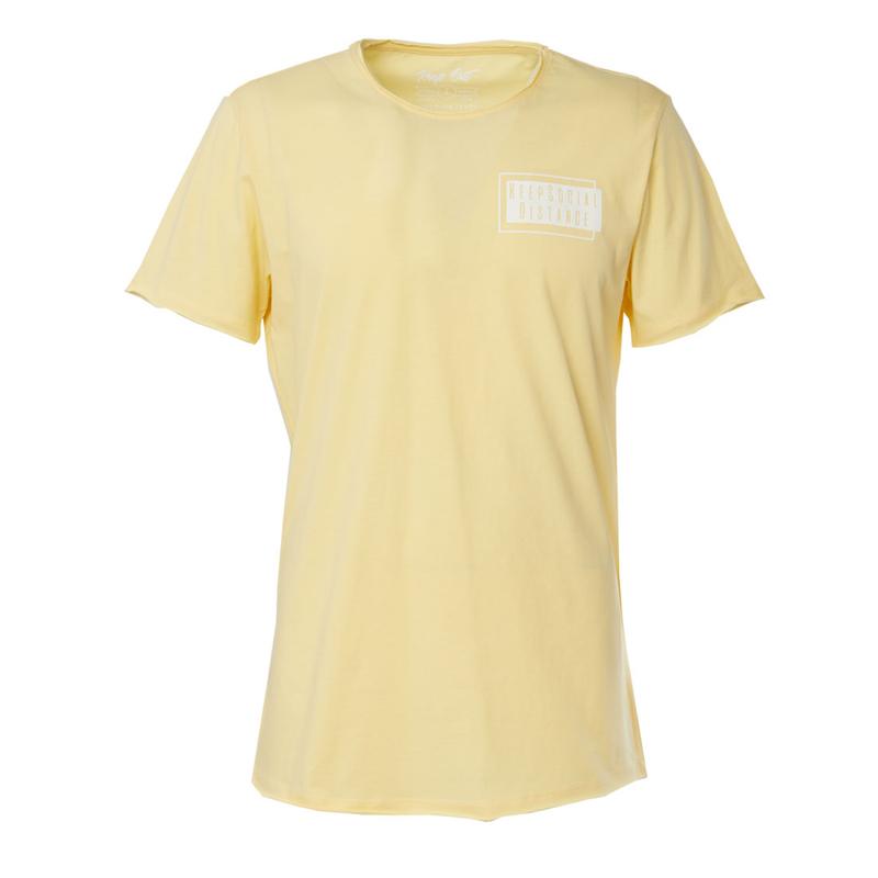Keep Out Heren T-shirt met ronde hals en tekstprint geel