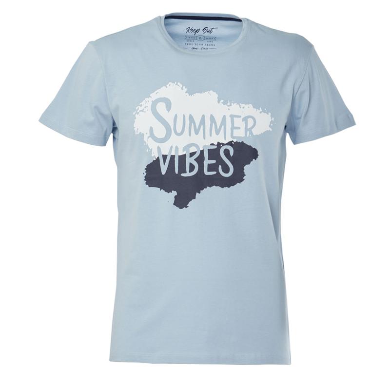 Keep Out Summer Vibes T-shirt met ronde hals voor heren, blauw