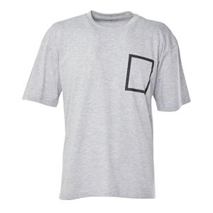 Keep Out Heren T-shirt met vierkante print en ronde hals, grijs gemêleerd